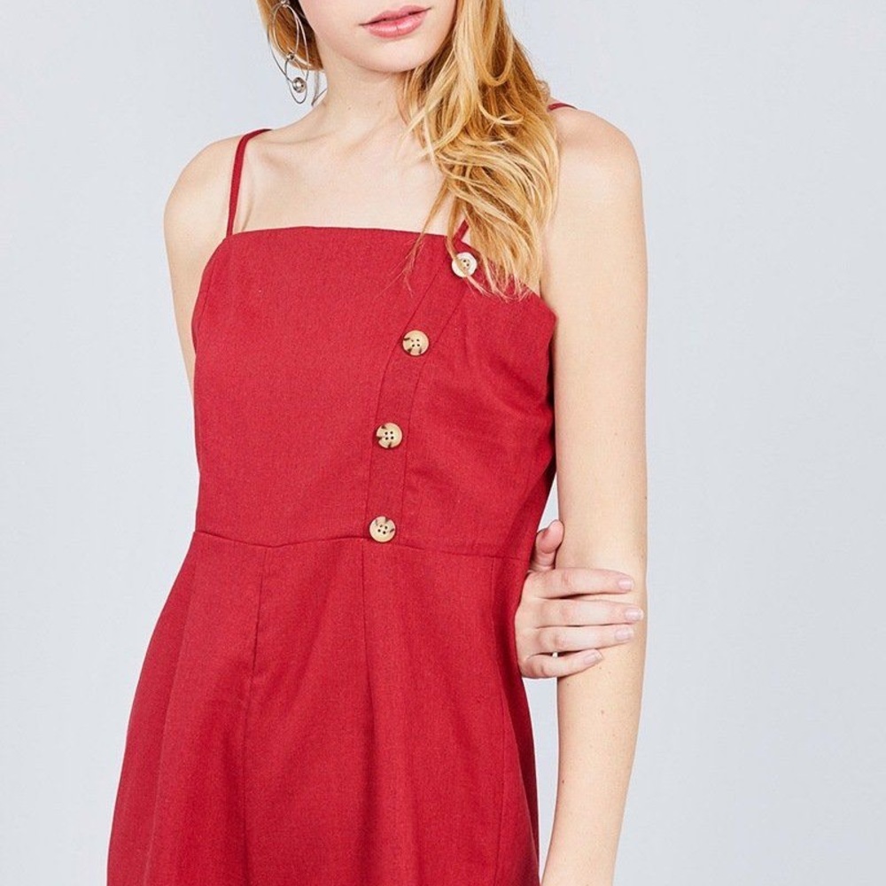 Button Down Cami Linen Romper - image 2